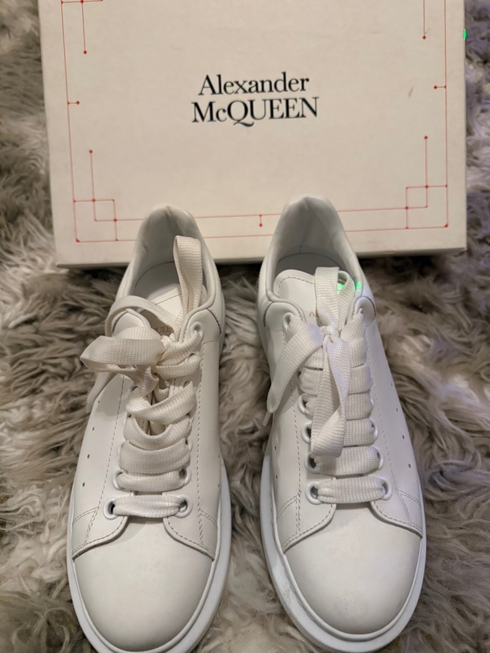 Alexander McQueen White Leather Oversized-Sole Sneakers